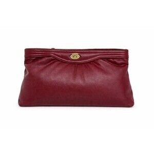 Vtg Etienne Aigner Shoulder Bag Clutch Oxblood Burgundy Leather Gold Logo 11”